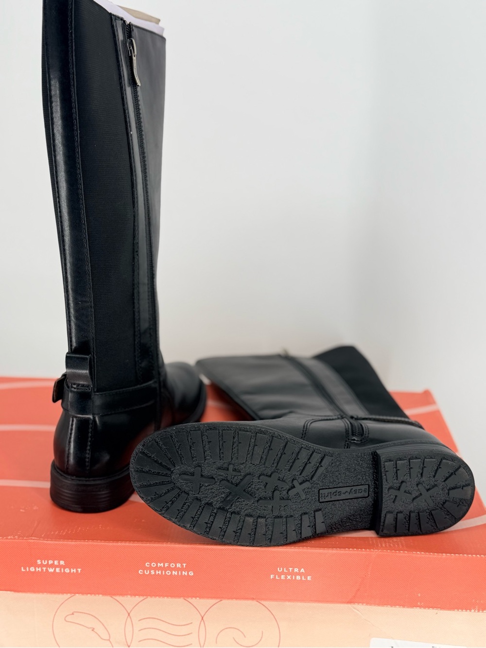 New Easy Spirit SEJACKIE Black Leather Knee-High Boots SIZE 8.5 - Picture 5 of 6
